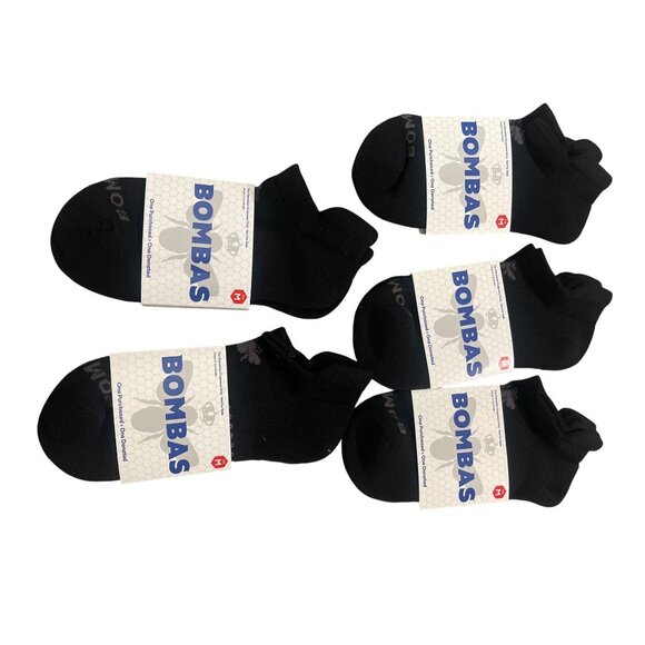 Bombas 5 Pair Black Ankle Socks Medium NWT - Picture 1 of 3